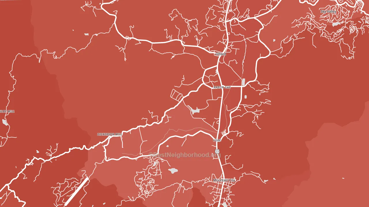 Rabun Gap, GA block-group political-lean map
