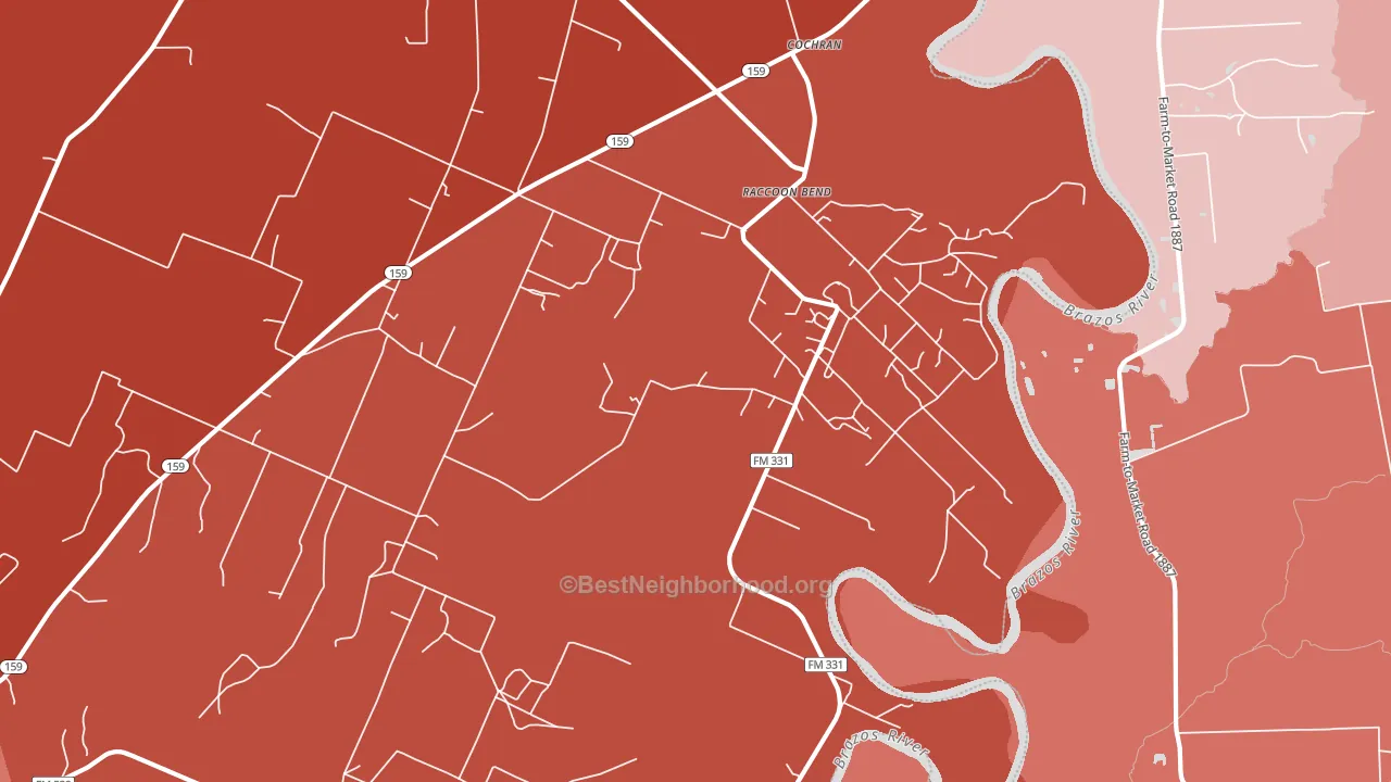 Raccoon Bend, TX block-group political-lean map