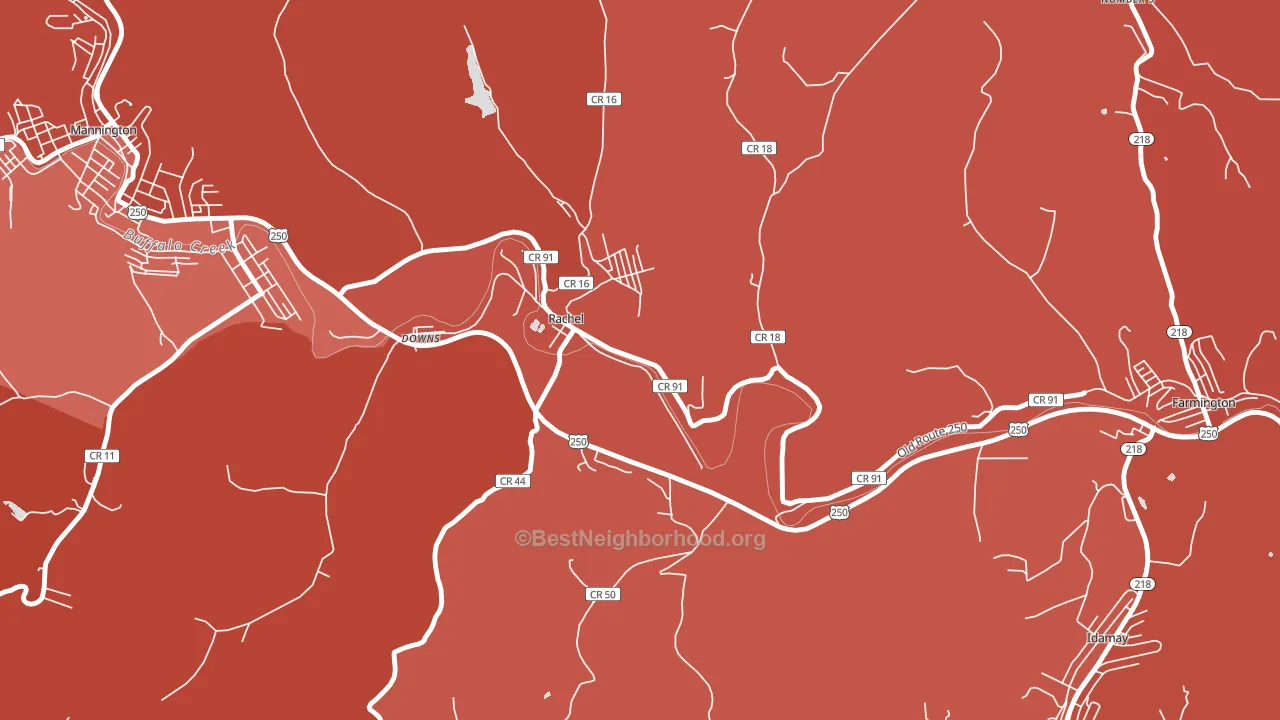 Rachel, WV block-group political-lean map