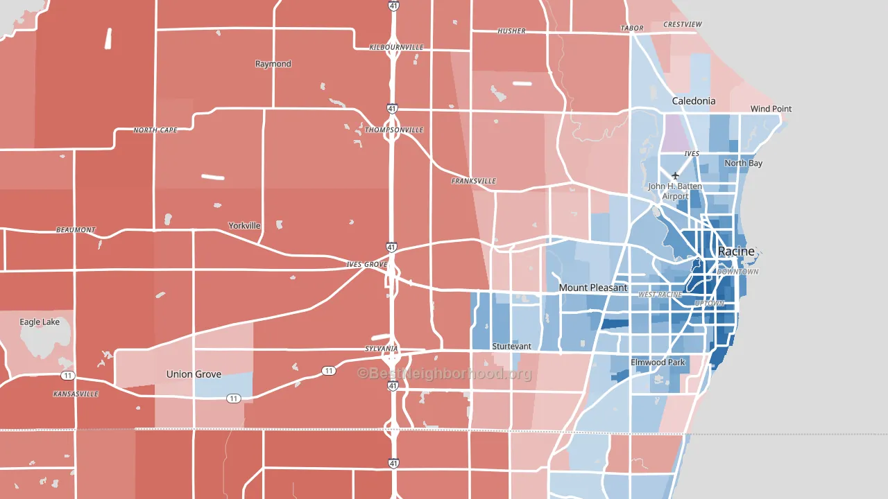 Racine County, WI block-group political-lean map