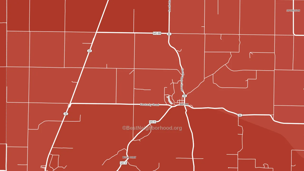 Racine, MO block-group political-lean map
