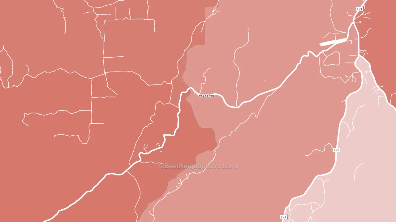 Rackerby, CA block-group political-lean map