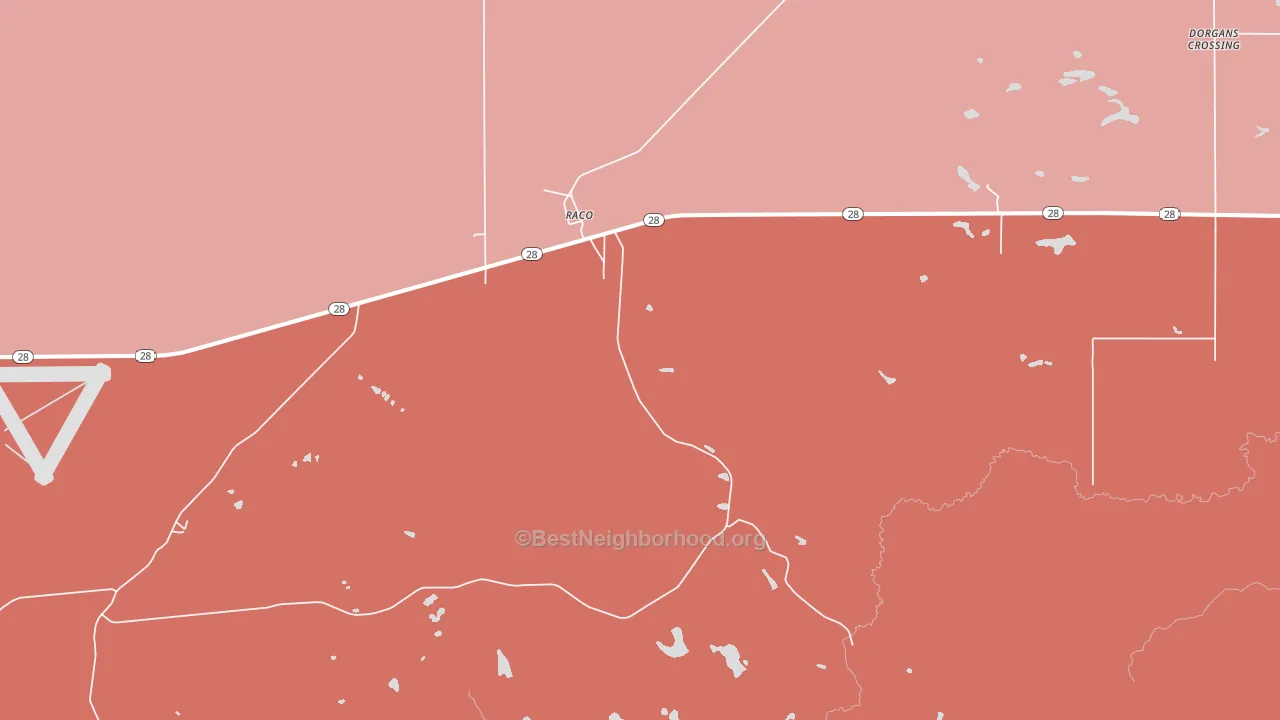 Raco, MI block-group political-lean map