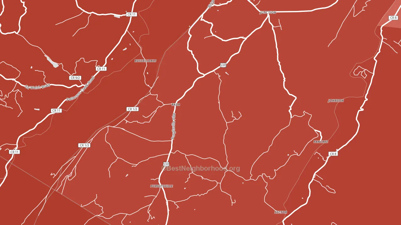 Rada, WV block-group political-lean map