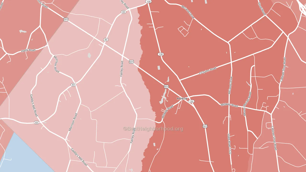 Raemon, NC block-group political-lean map
