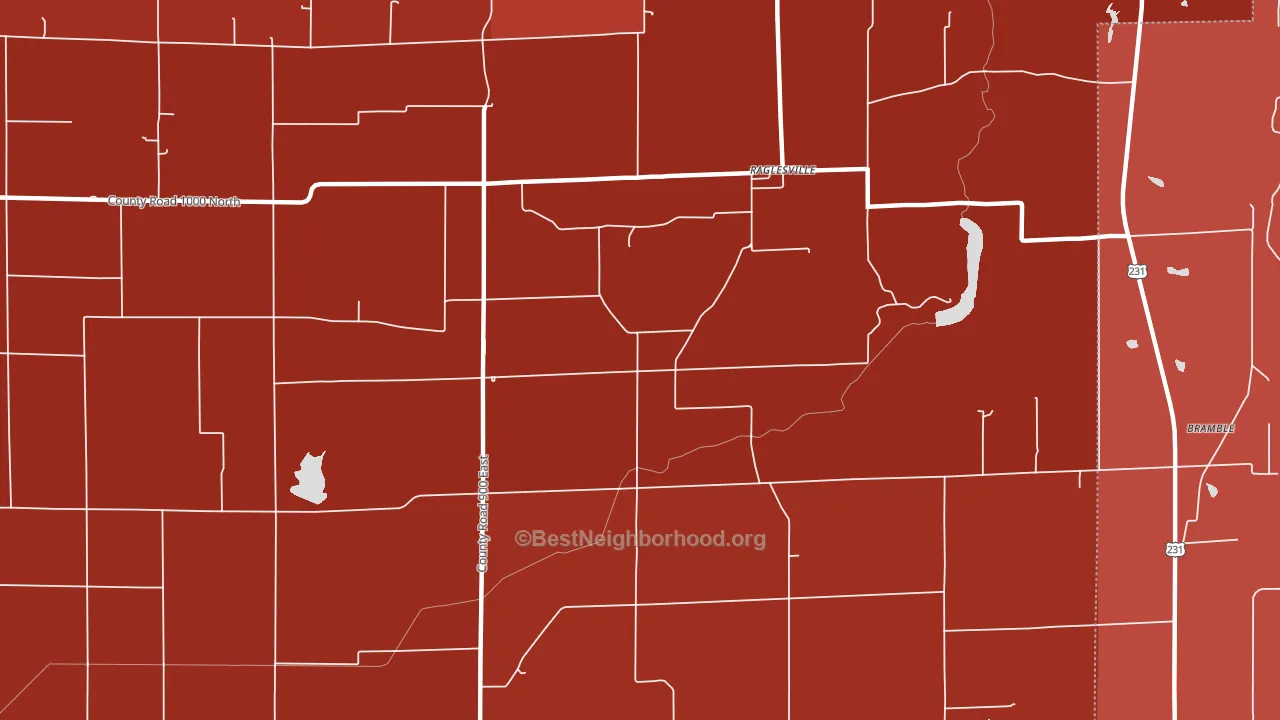 Raglesville, IN block-group political-lean map