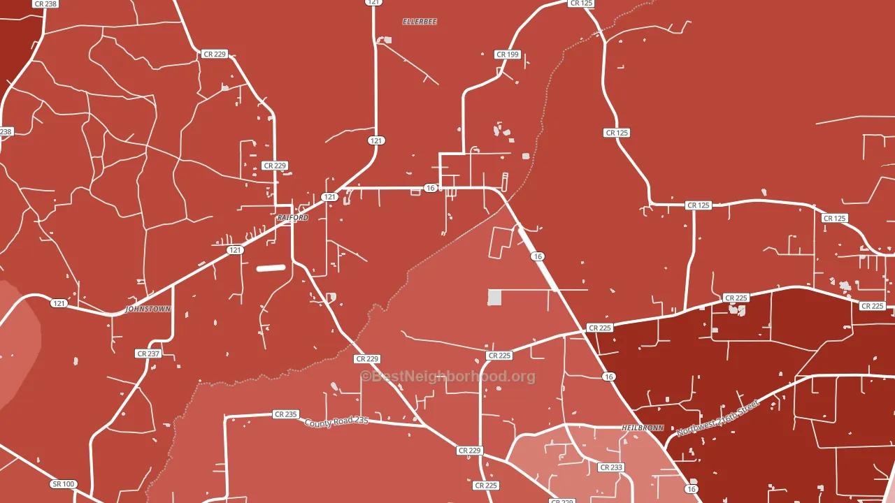 Raiford, FL block-group political-lean map