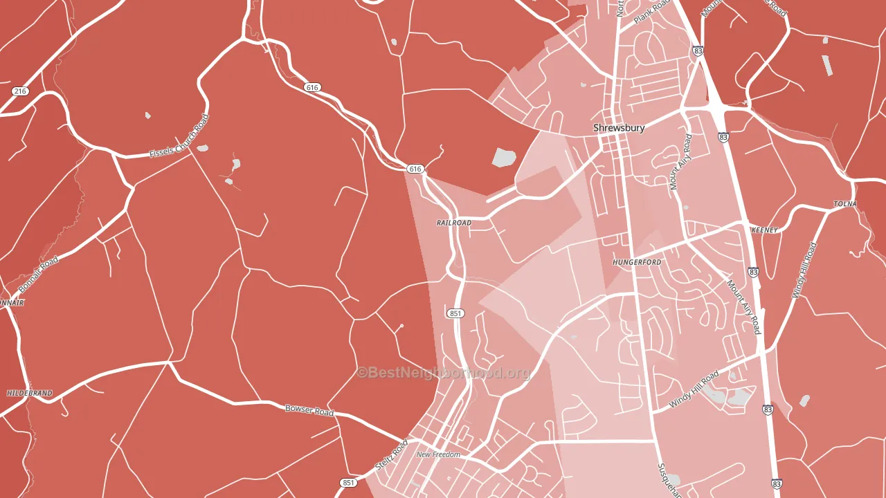 Railroad, PA block-group political-lean map