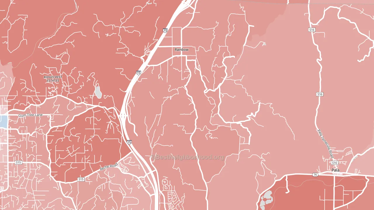 Rainbow, CA block-group political-lean map