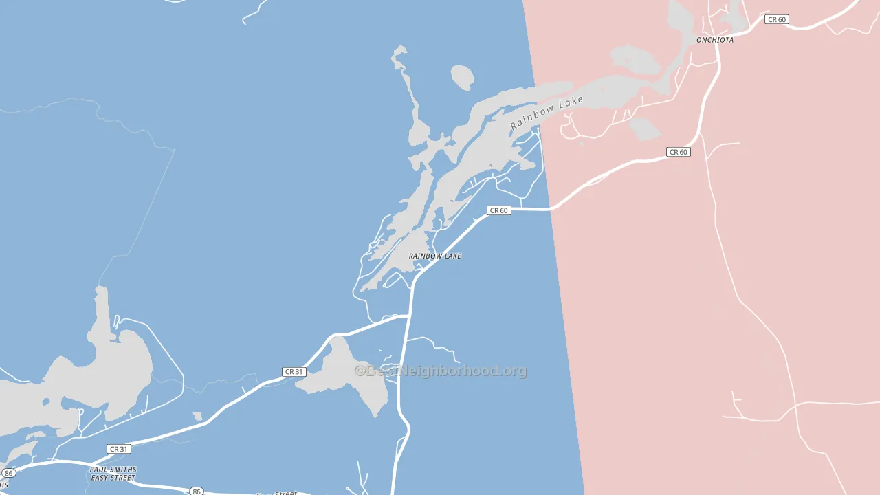 Rainbow Lake, NY block-group political-lean map