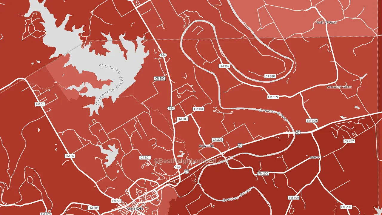 Rainbow, TX block-group political-lean map