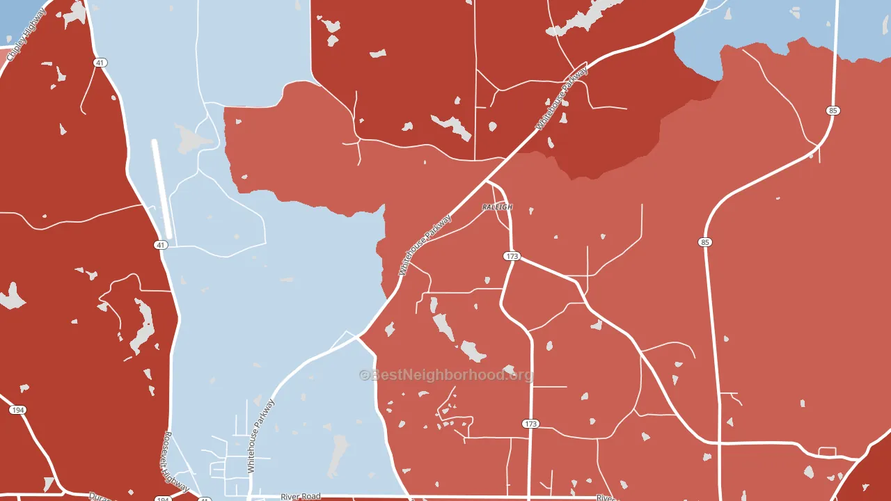 Raleigh, GA block-group political-lean map