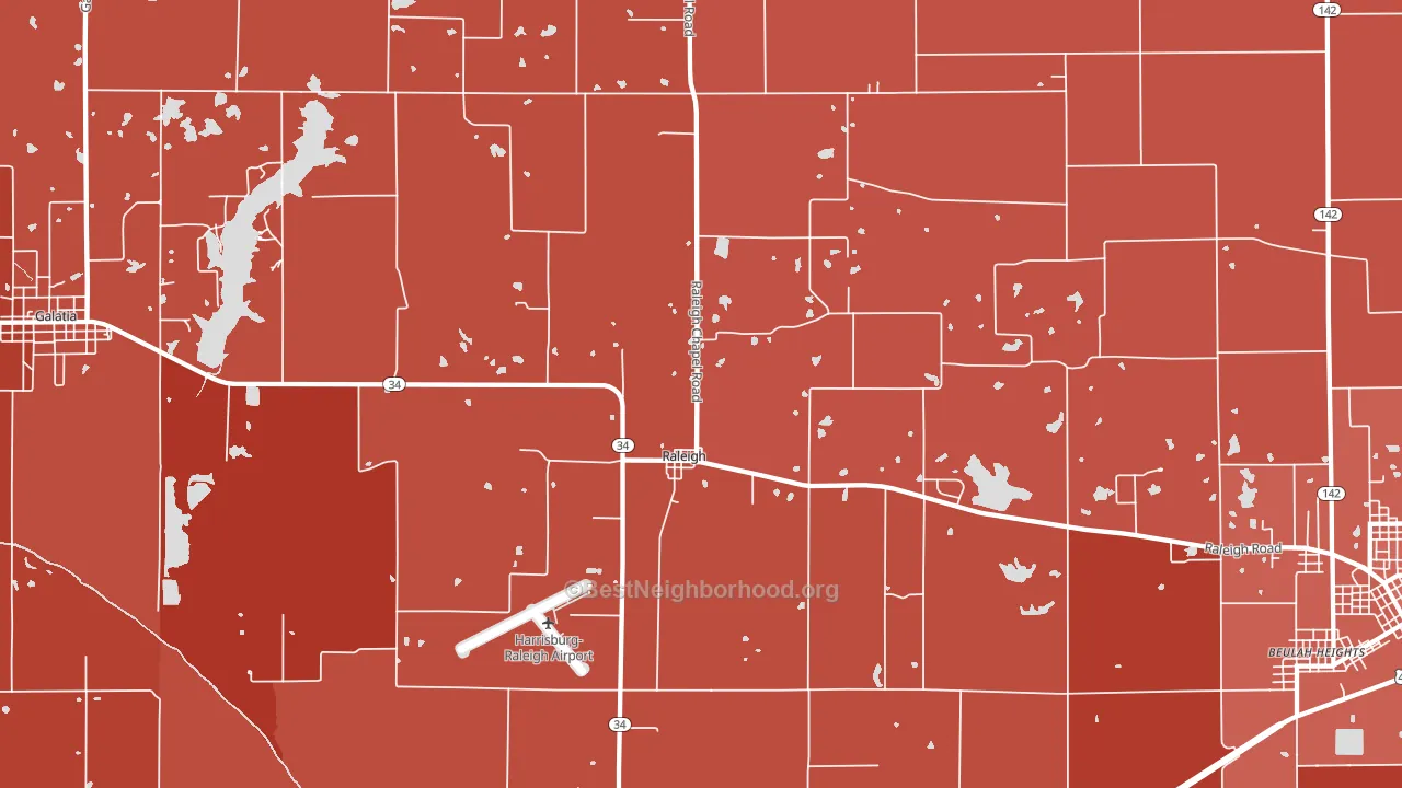 Raleigh, IL block-group political-lean map