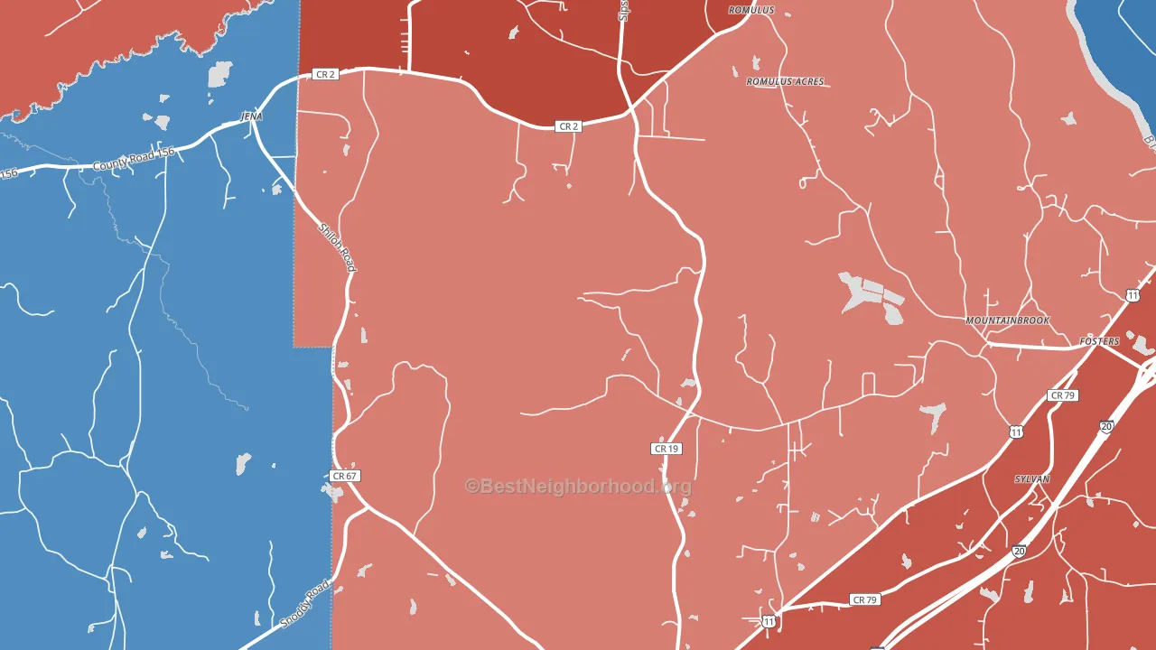 Ralph, AL block-group political-lean map