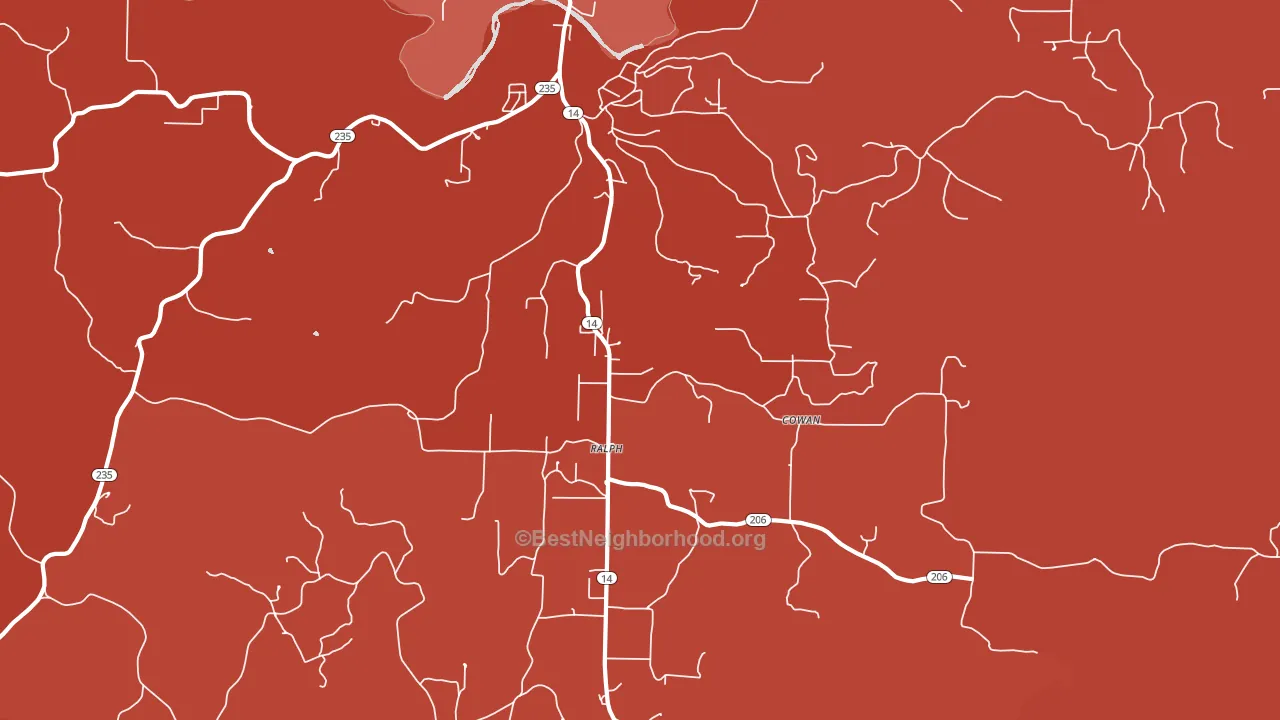 Ralph, AR block-group political-lean map