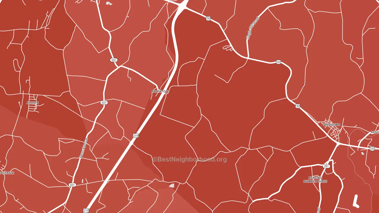 Ralphton, PA block-group political-lean map