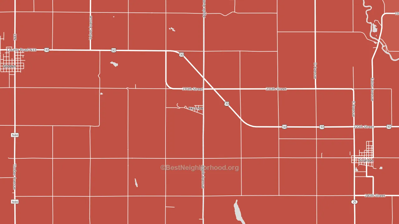 Ralston, IA block-group political-lean map
