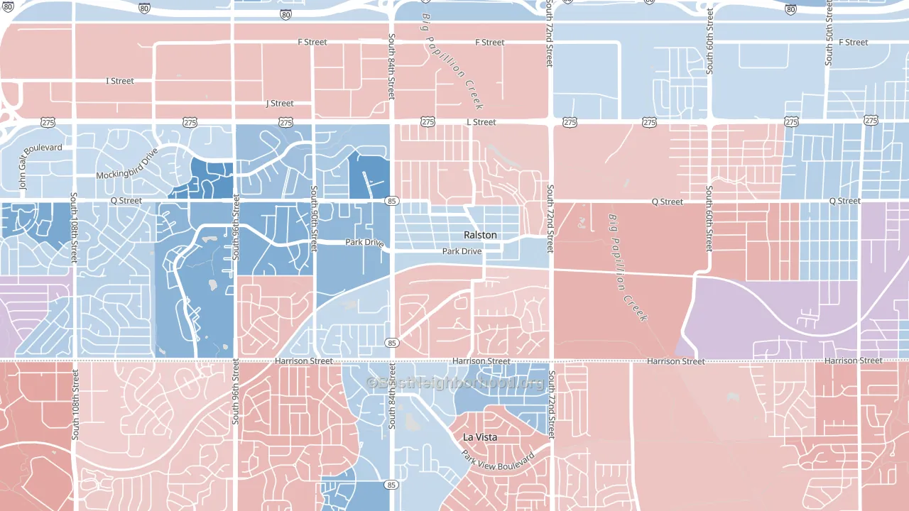 Ralston, NE block-group political-lean map