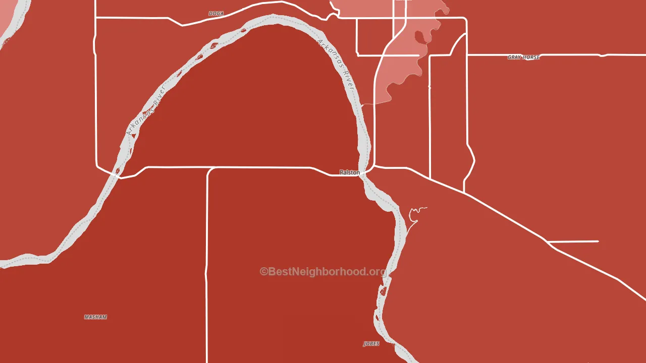 Ralston, OK block-group political-lean map