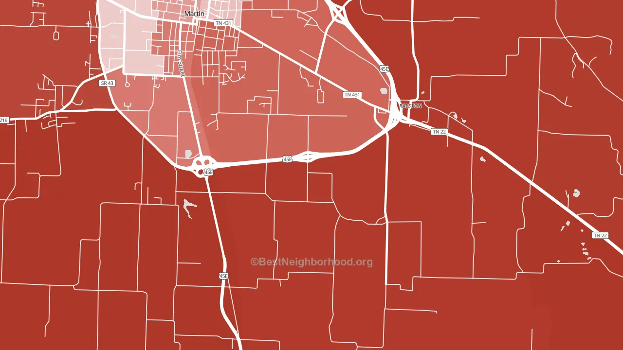 Ralston, TN block-group political-lean map