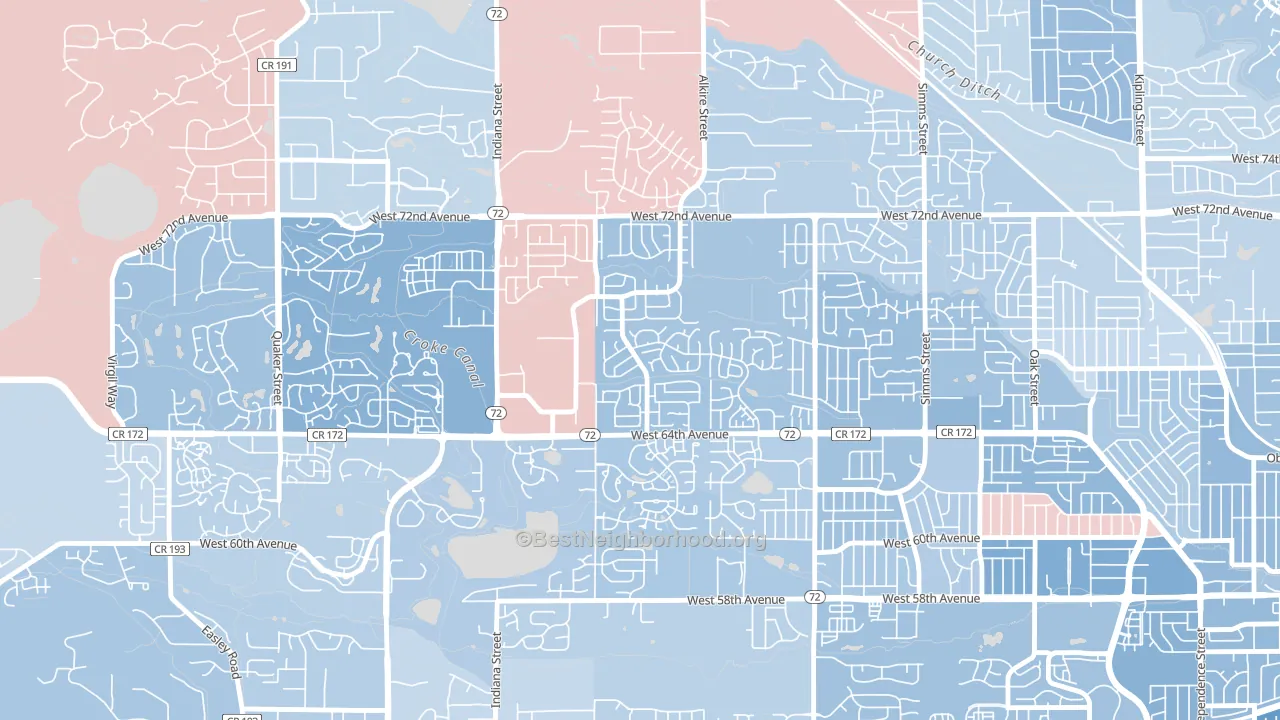 Ralston Valley, Arvada, CO block-group political-lean map