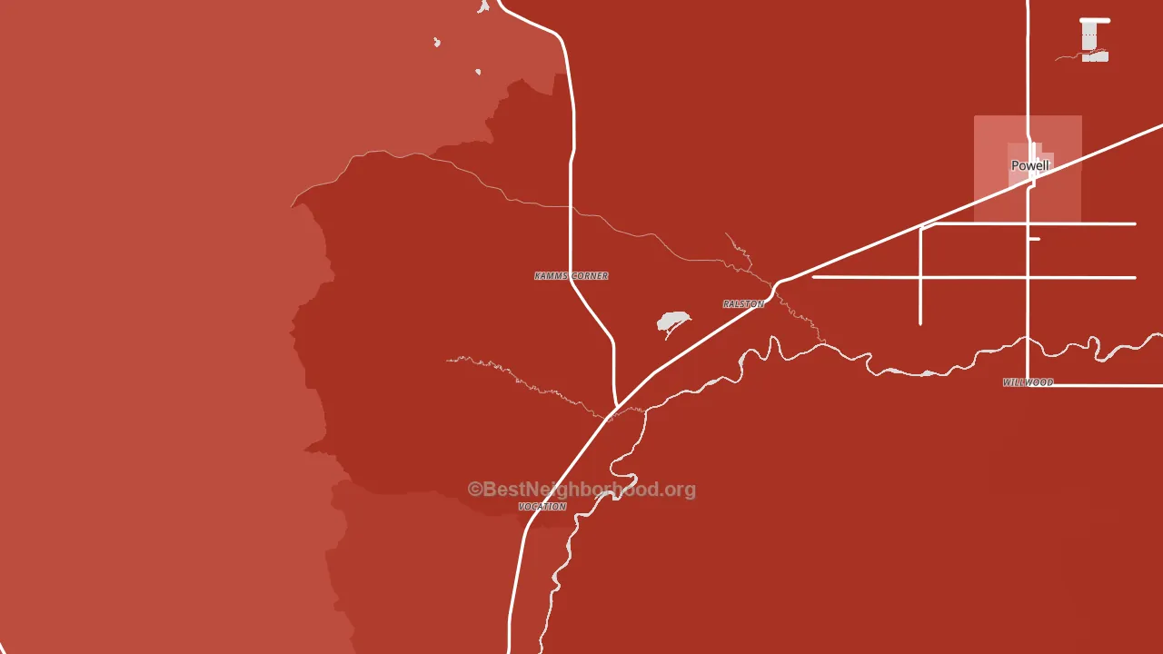 Ralston, WY block-group political-lean map