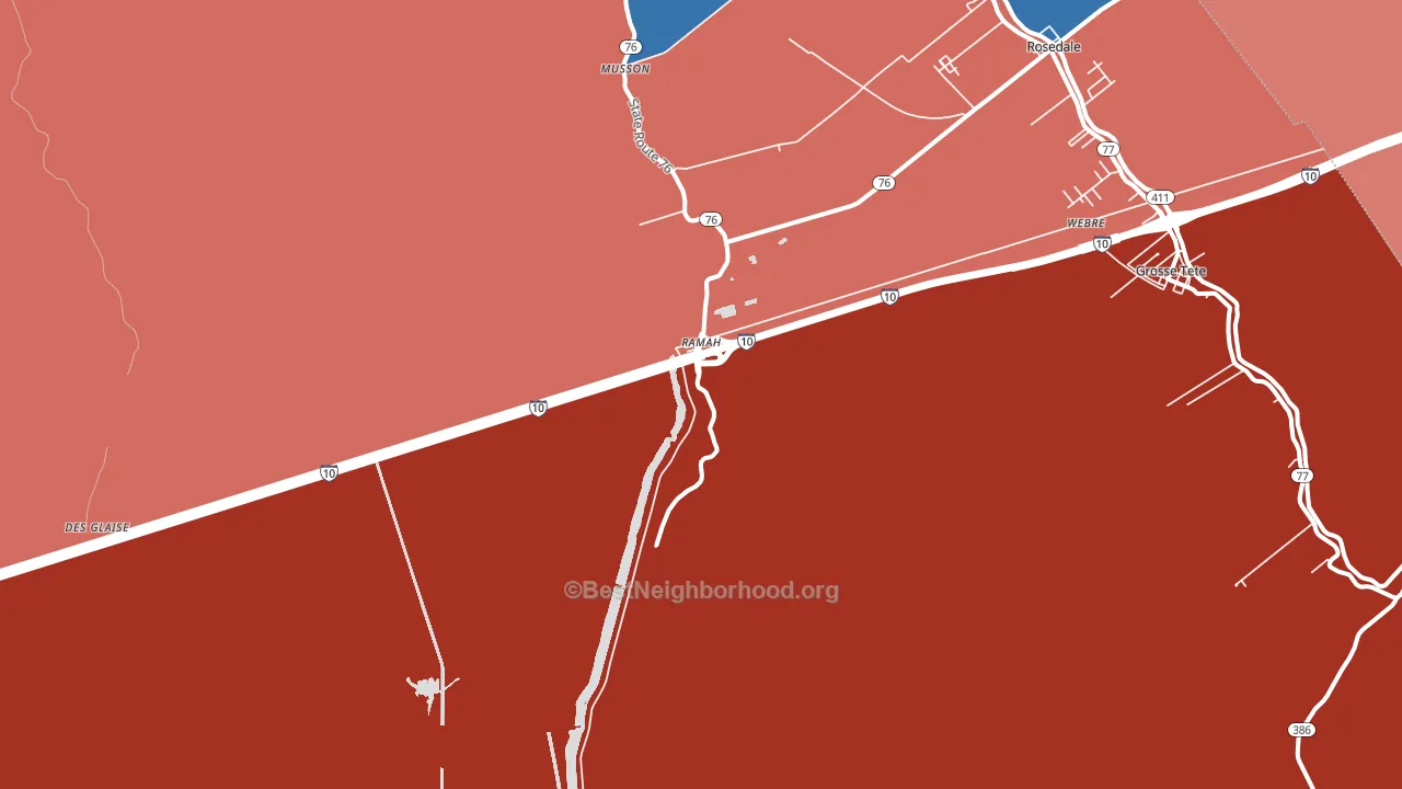 Ramah, LA block-group political-lean map