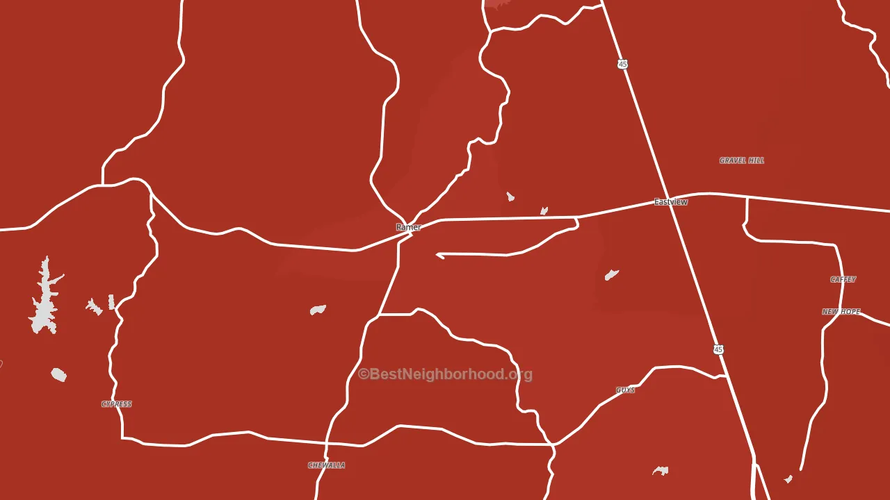 Ramer, TN block-group political-lean map