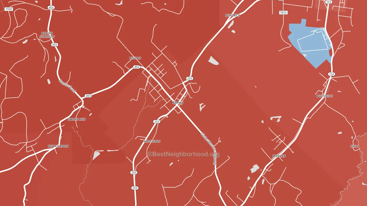 Ramey, PA block-group political-lean map