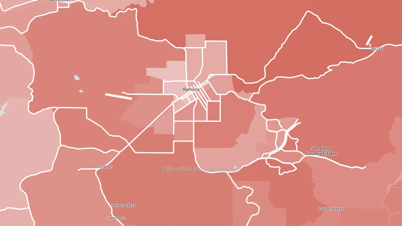 Ramona, CA block-group political-lean map