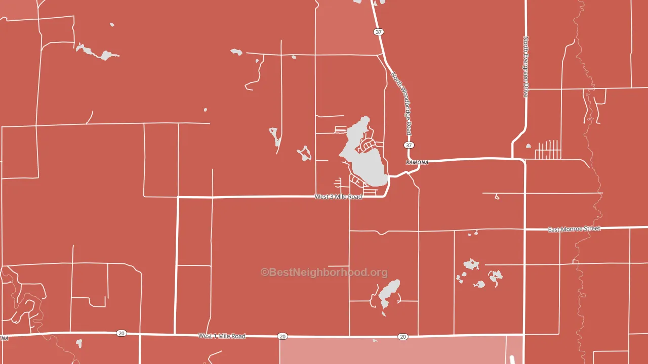 Ramona, MI block-group political-lean map