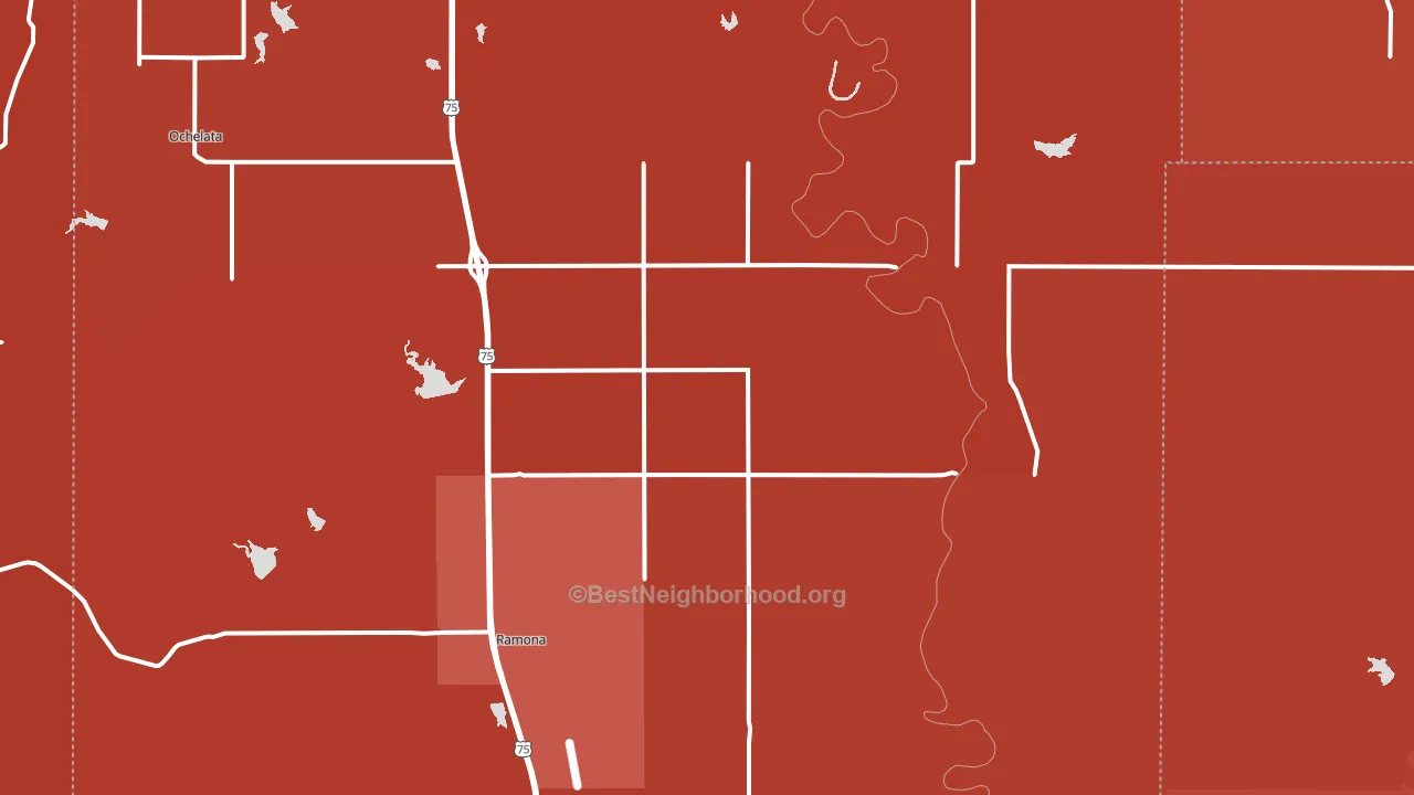Ramona, OK block-group political-lean map