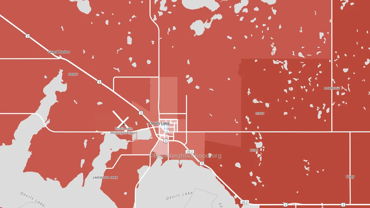 Ramsey County, ND block-group political-lean map