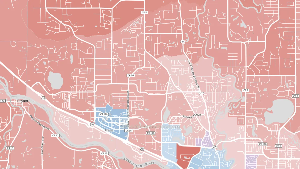 Ramsey, MN block-group political-lean map