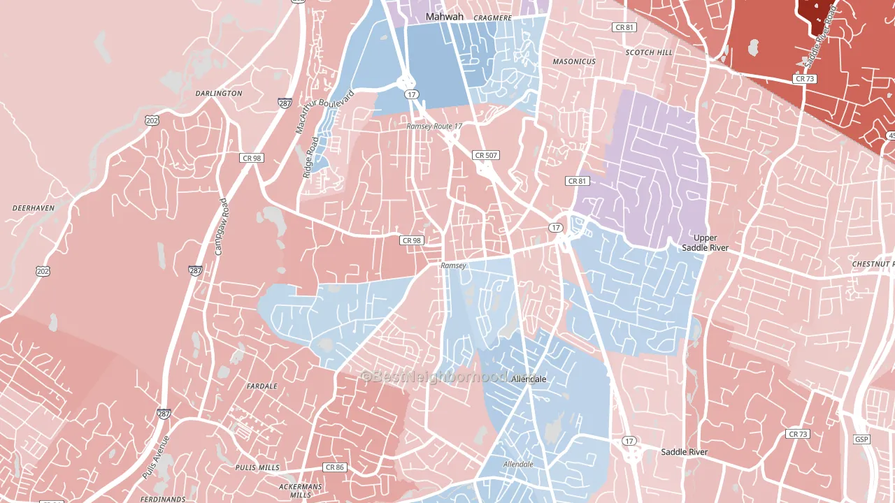 Ramsey, NJ block-group political-lean map