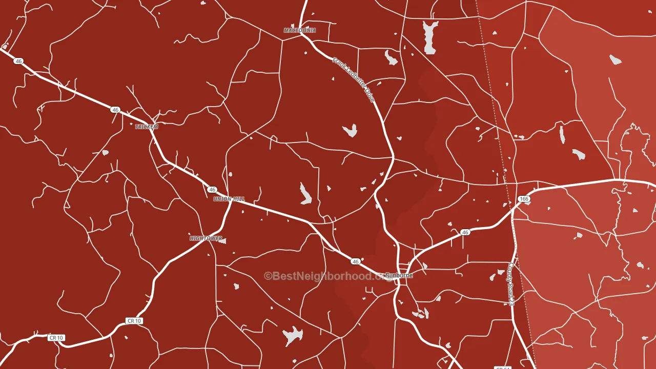 Ranburne, AL block-group political-lean map