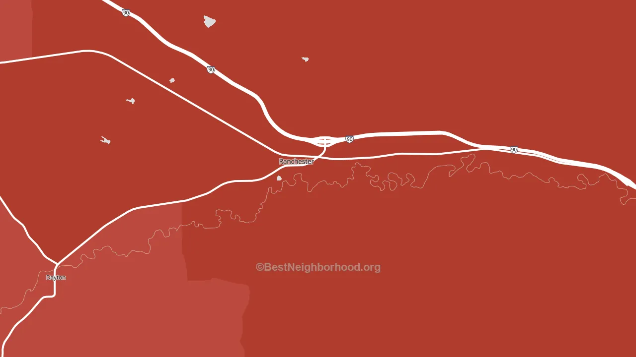 Ranchester, WY block-group political-lean map
