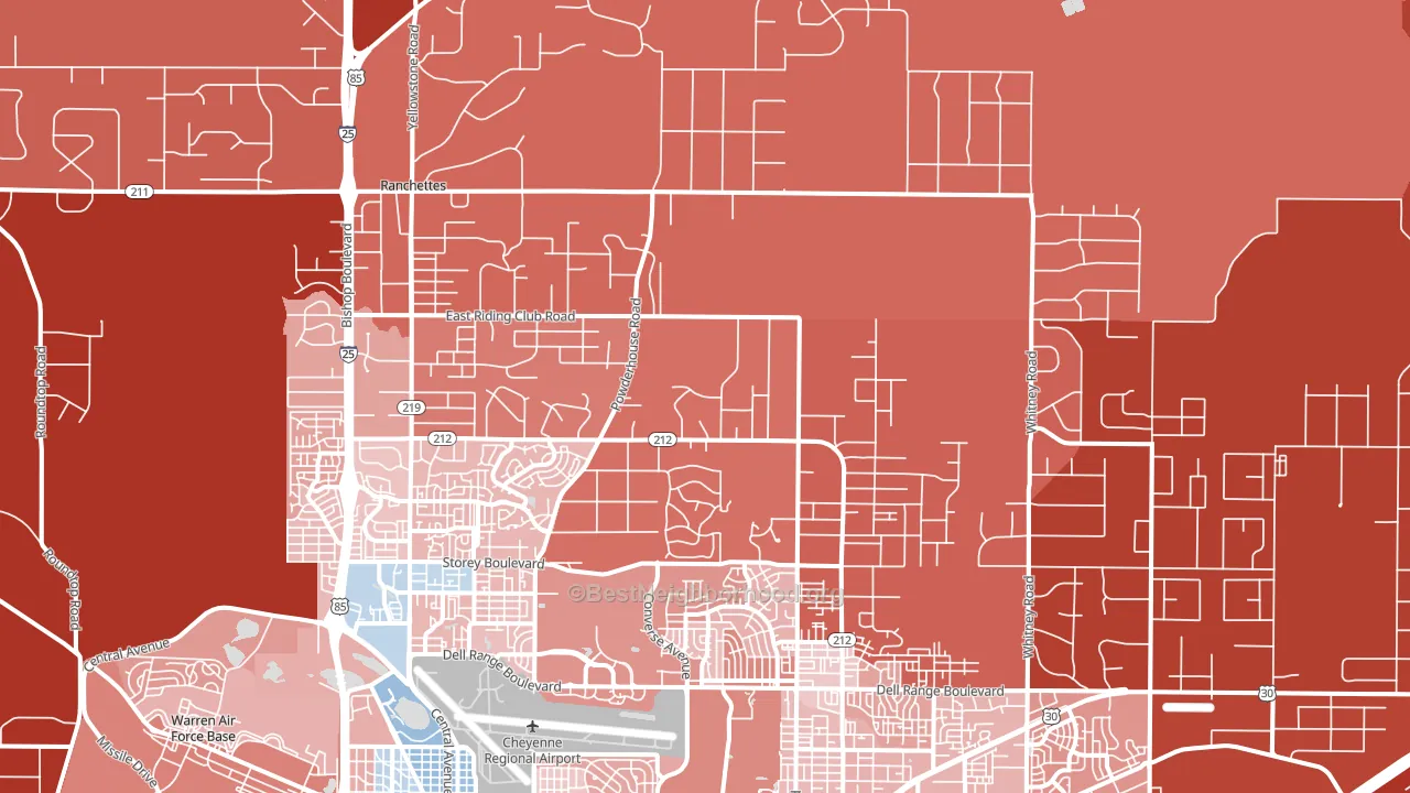 Ranchettes, WY block-group political-lean map