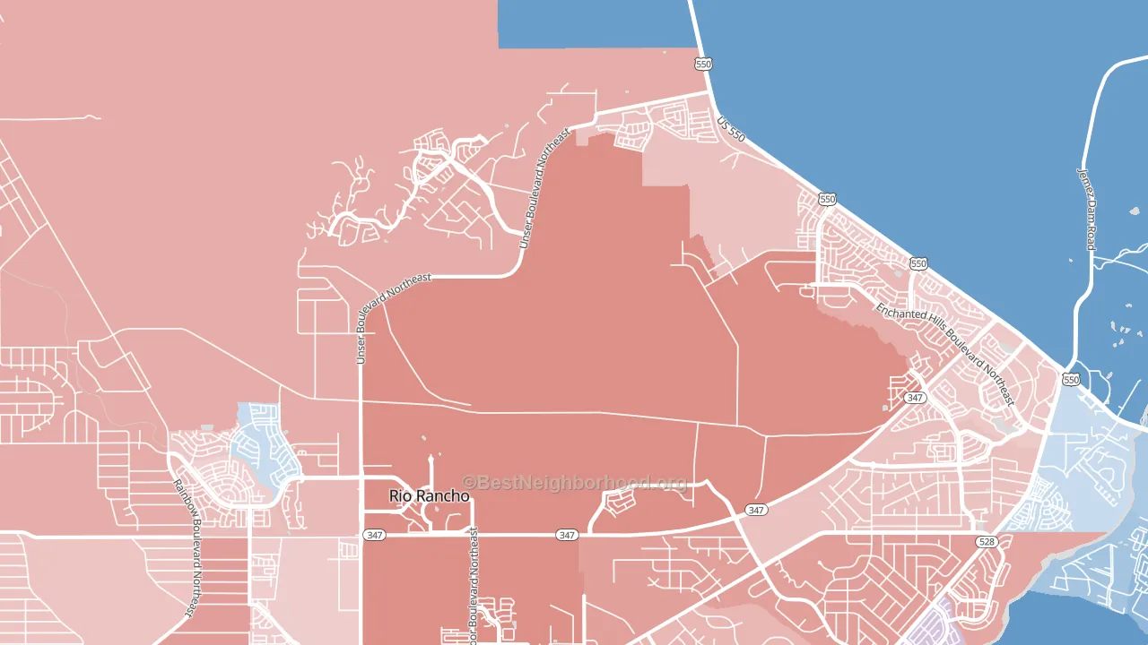 Ranchitos, NM block-group political-lean map