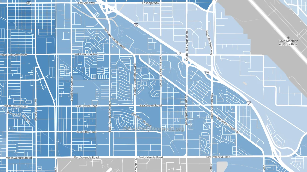 Rancho Buena, Tucson, AZ block-group political-lean map