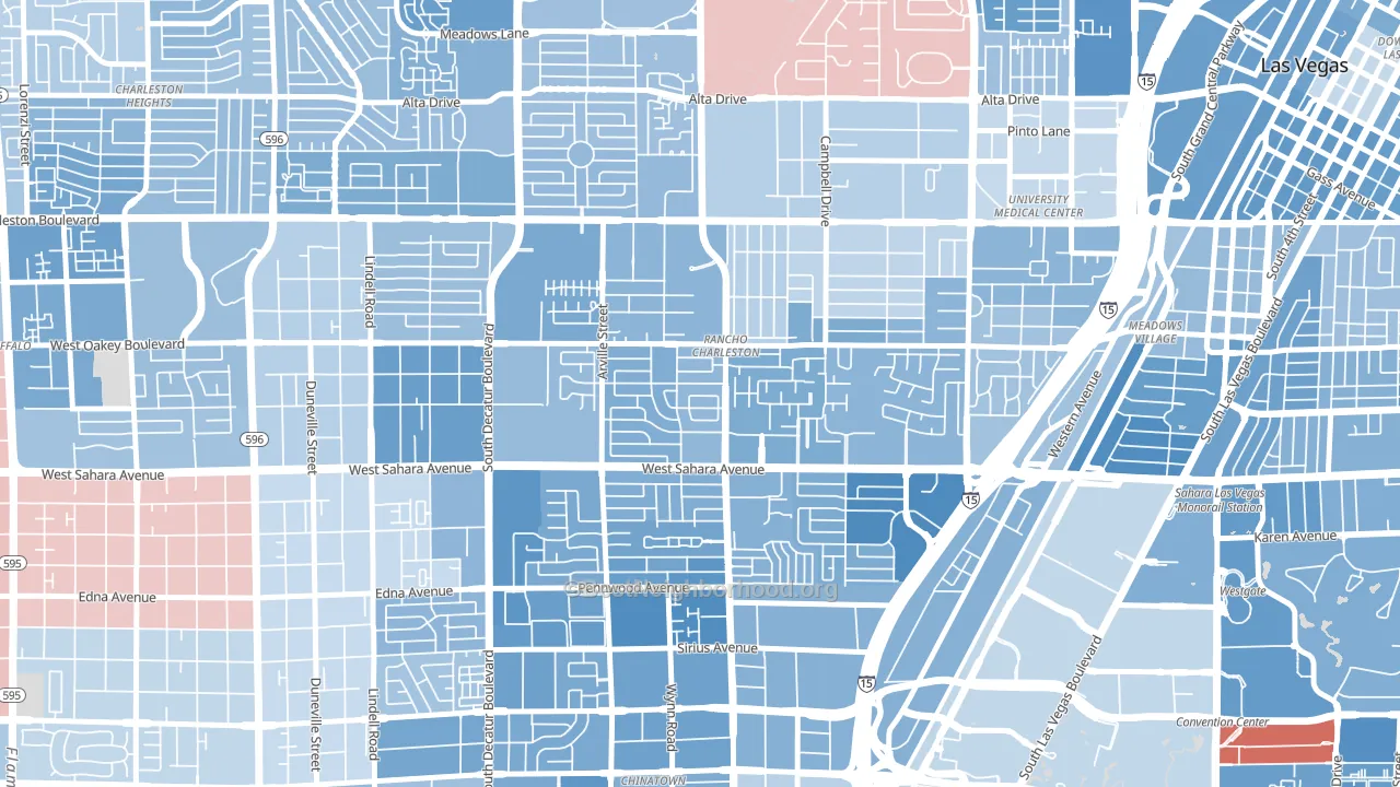 Rancho Charleston, Las Vegas, NV block-group political-lean map