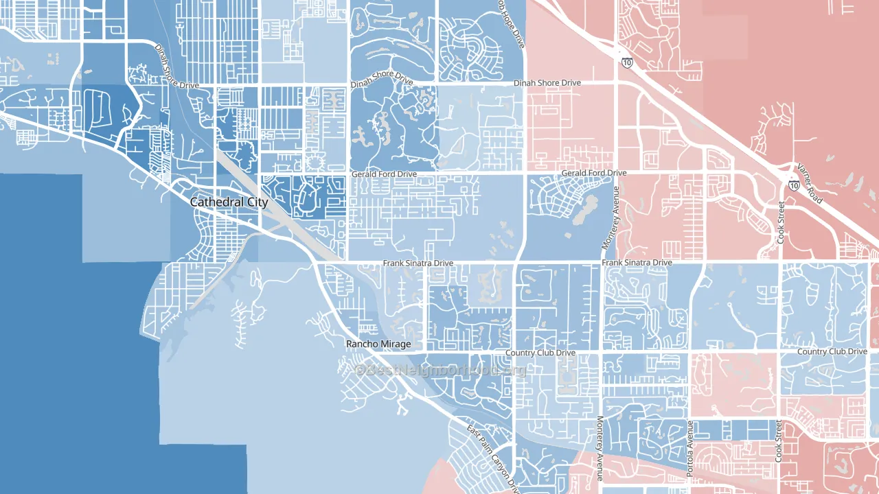 Rancho Mirage, CA block-group political-lean map