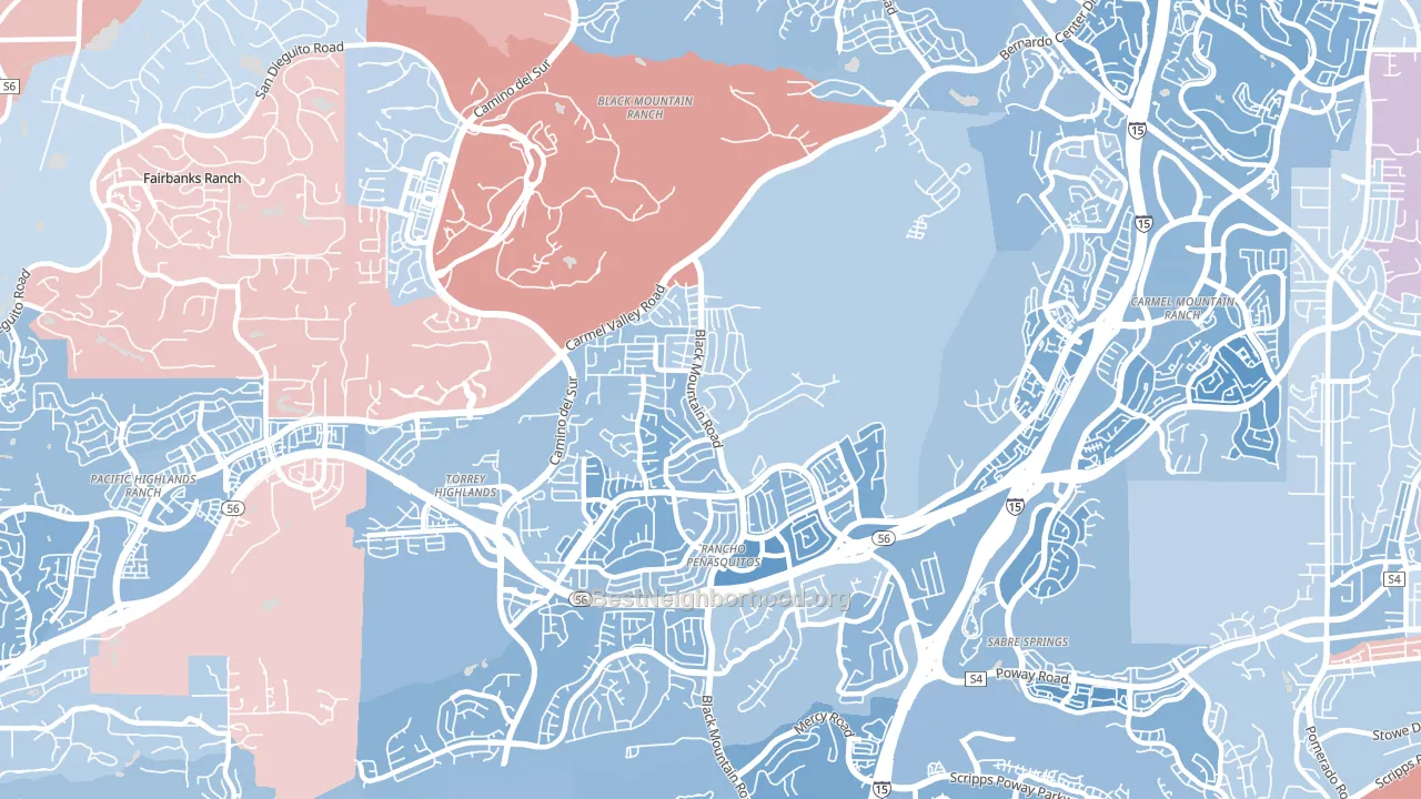 Rancho Penasquitos, San Diego, CA block-group political-lean map