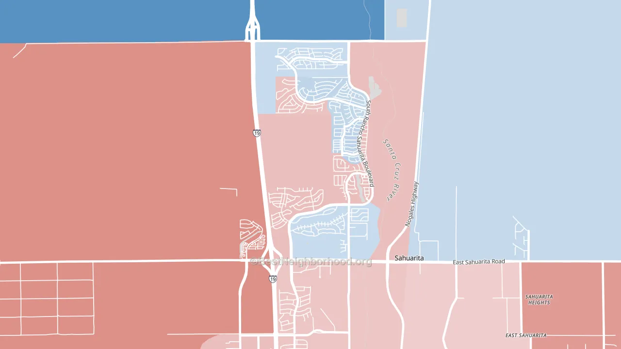 Rancho Sahuarita, Sahuarita, AZ block-group political-lean map