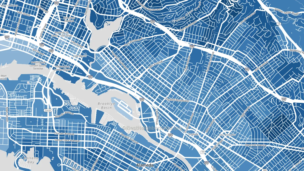 Rancho San Antonio, Oakland, CA block-group political-lean map
