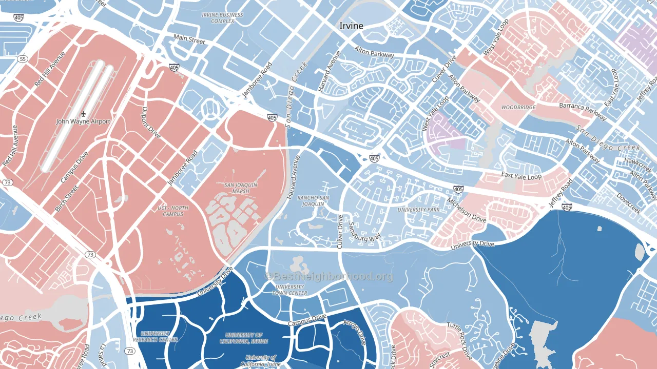 Rancho San Joaquin, Irvine, CA block-group political-lean map
