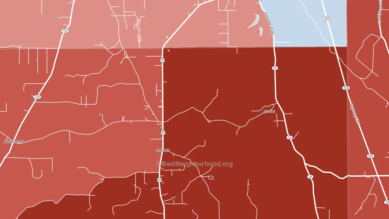 Randall, AR block-group political-lean map