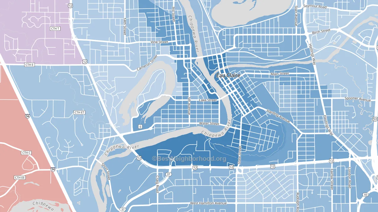 Randall Park, Eau Claire, WI block-group political-lean map