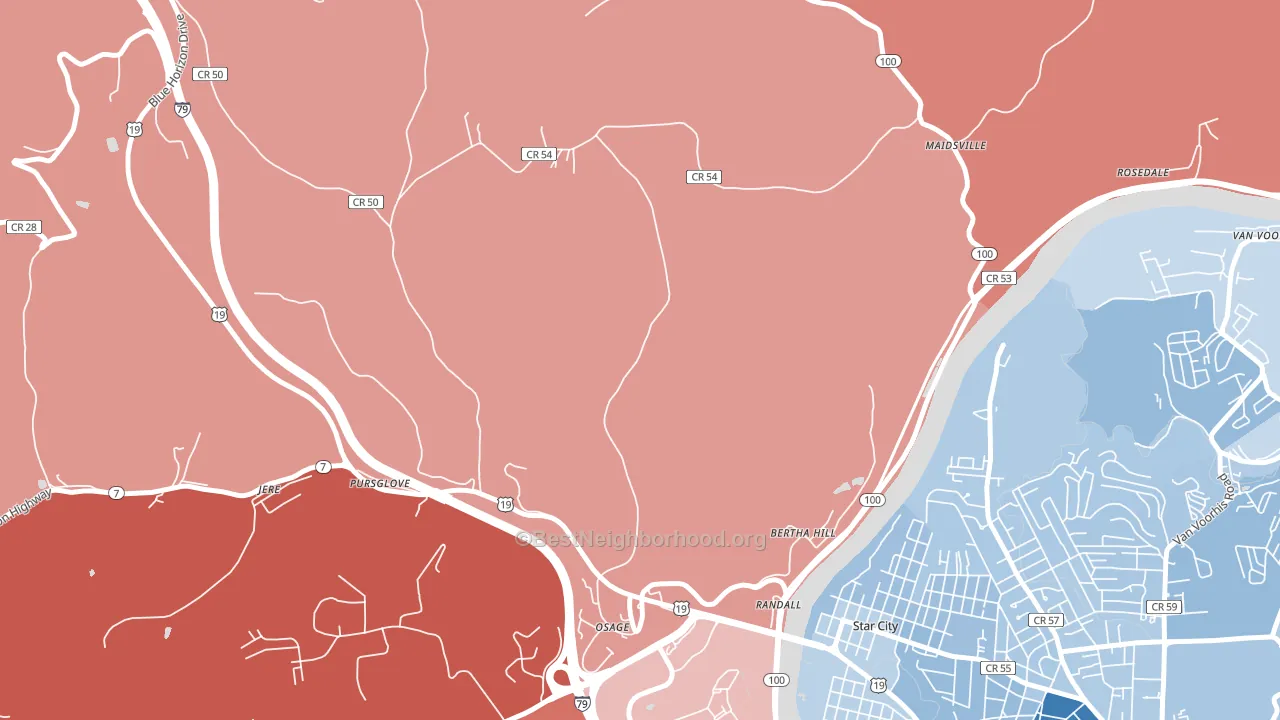 Randall, WV block-group political-lean map