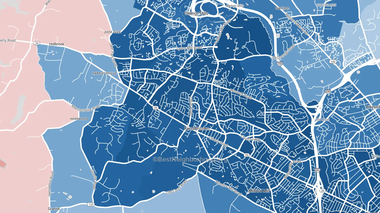 Randallstown, MD block-group political-lean map